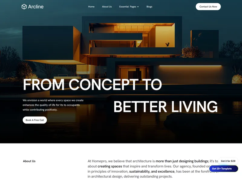 Arcline Modern Architecture template Framplates Framer Templates Arcline Modern Architecture template Framplates Framer Templates